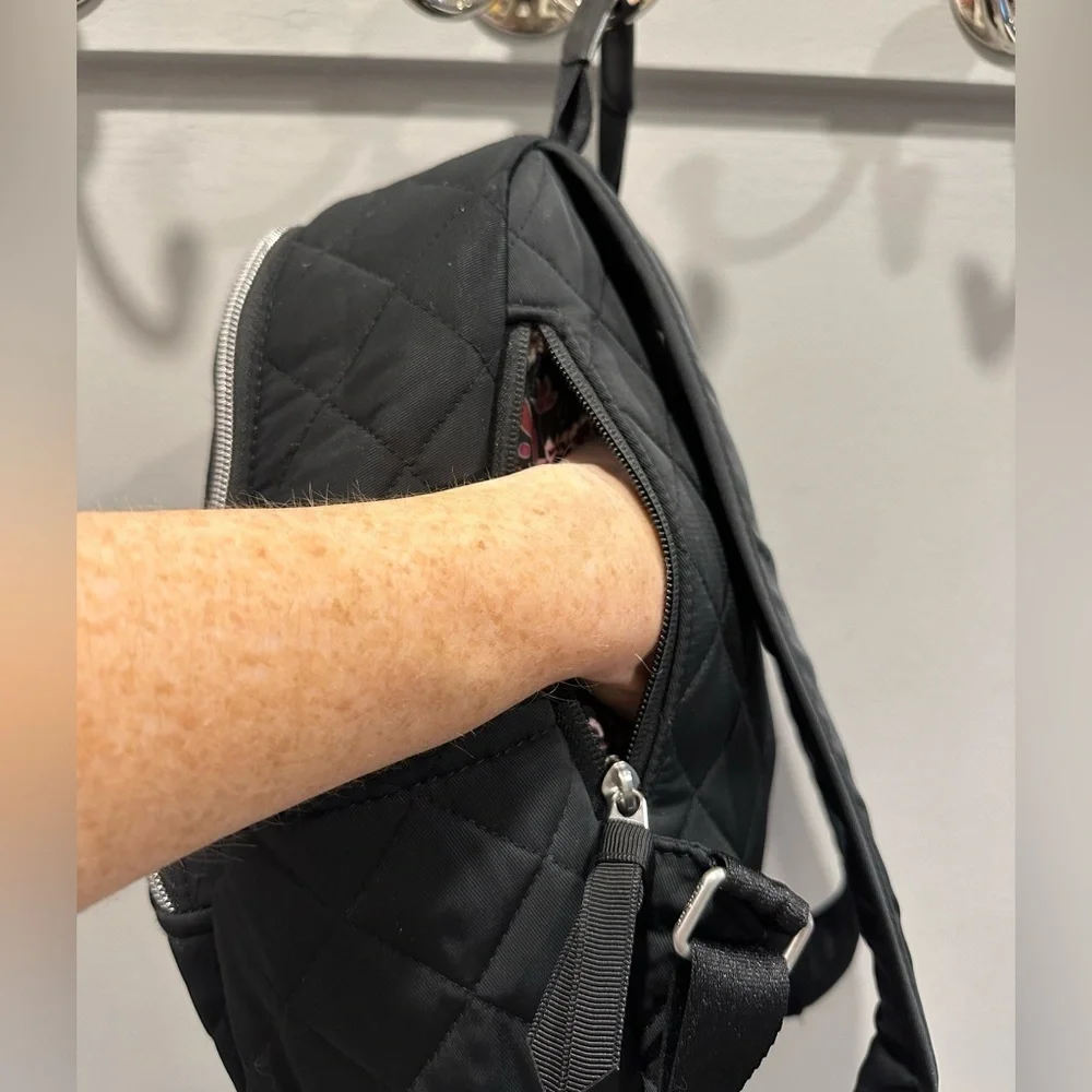 Vera Bradley Black Small Backpack in Performance Twill